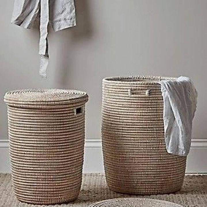 Stor skittentøyskurv med flatt lokk - Hvit