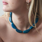 Halskjede med halvedelstener -  Blå Jaspis