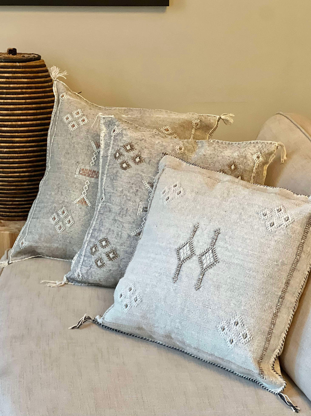 Marokkansk putetrekk i agavesilke 50x50