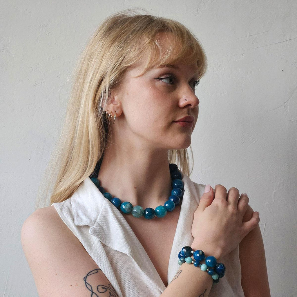 Armbånd med halvedelstener - Blå jaspis