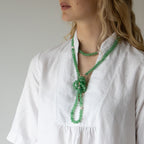 Halskjede med halvedelstener - Lys grønn jade