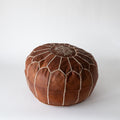 Marokkansk læderpuff mørkebrun