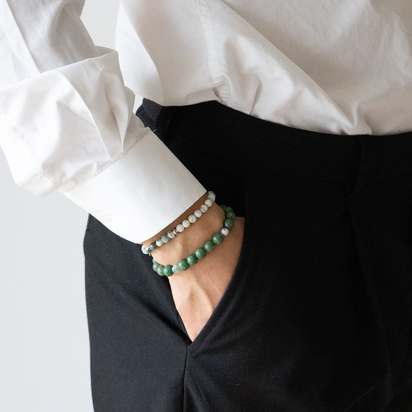 Armbånd med halvedelstener - Grønn agat