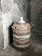 Savannenkurv - Striper i rosa, grå og hvit