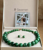 Halskjede med halvedelstener - Grønn jade