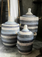 Savannenkurv - Striper i blå og hvit