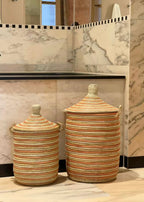 Savannah basket - Stripes in orange, yellow and white