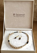 Necklace with semi-precious stones - Tiger's eye and gold-plated hematite