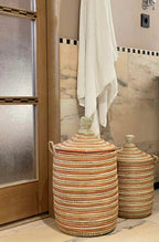 Savannah basket - Stripes in orange, yellow and white