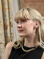 Halskjede med halvedelstener - Tigerøye og forgylt hematitt