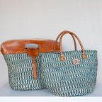 Stor skulderveske i sisal og skinn - Designet av Savannen