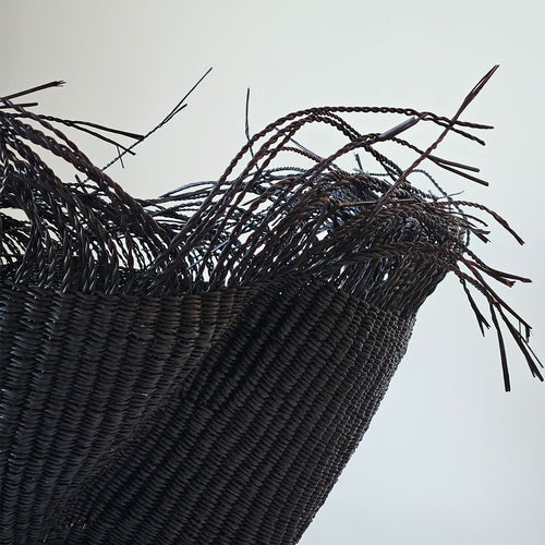 Bolga Wave basket with fringes