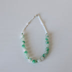 Halskjede med halvedelstener - Grønn agat