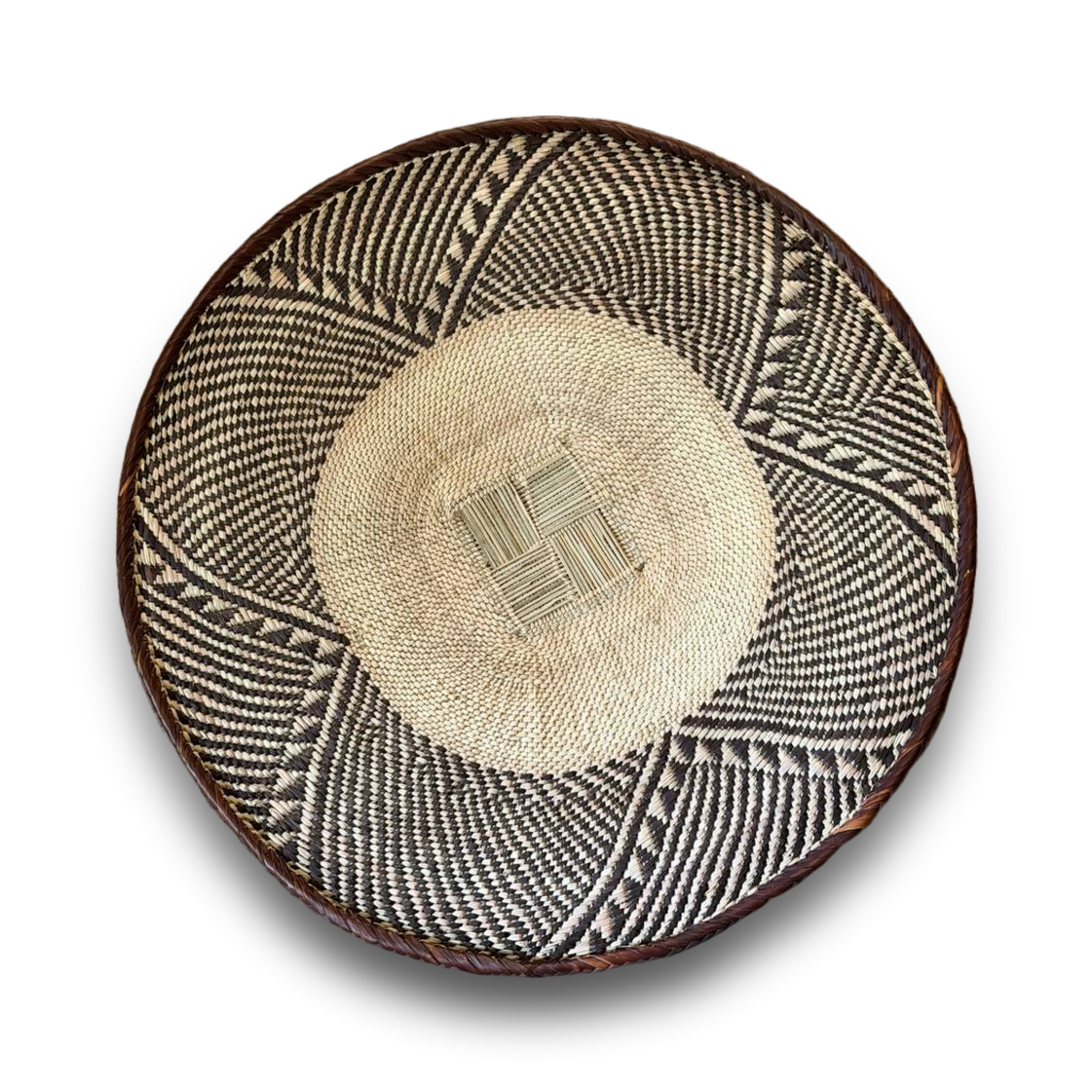 Stort flettet veggfat fra Zimbabwe, ca. 60 cm, Binga, mønster 4