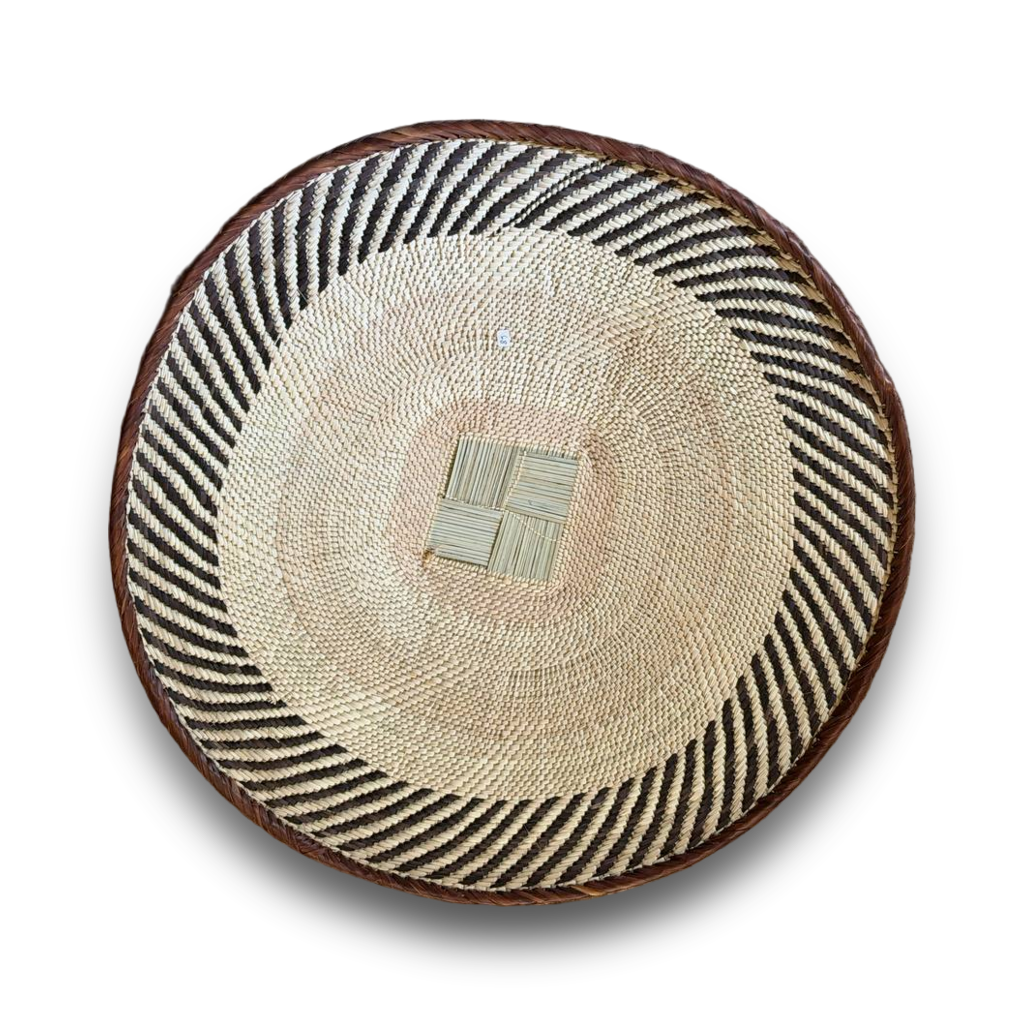 Stort flettet veggfat fra Zimbabwe, ca. 60 cm, Binga, mønster 5