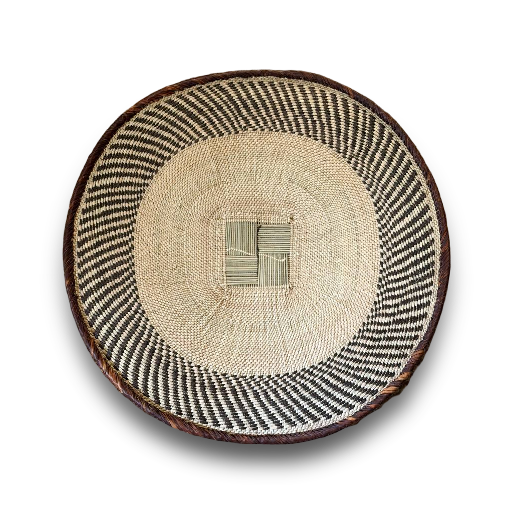 Stort flettet veggfat fra Zimbabwe, ca. 60 cm, Binga, mønster 6