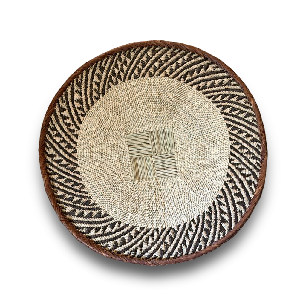 Stort flettet veggfat fra Zimbabwe, ca. 60 cm, Binga, mønster 7