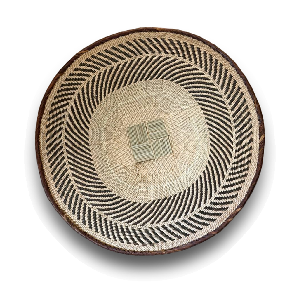 Stort flettet veggfat fra Zimbabwe, ca. 60 cm, Binga, mønster 8
