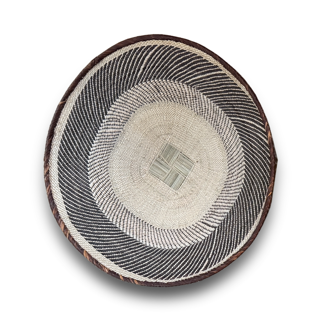 Stort flettet veggfat fra Zimbabwe, ca. 60 cm, Binga, mønster 1