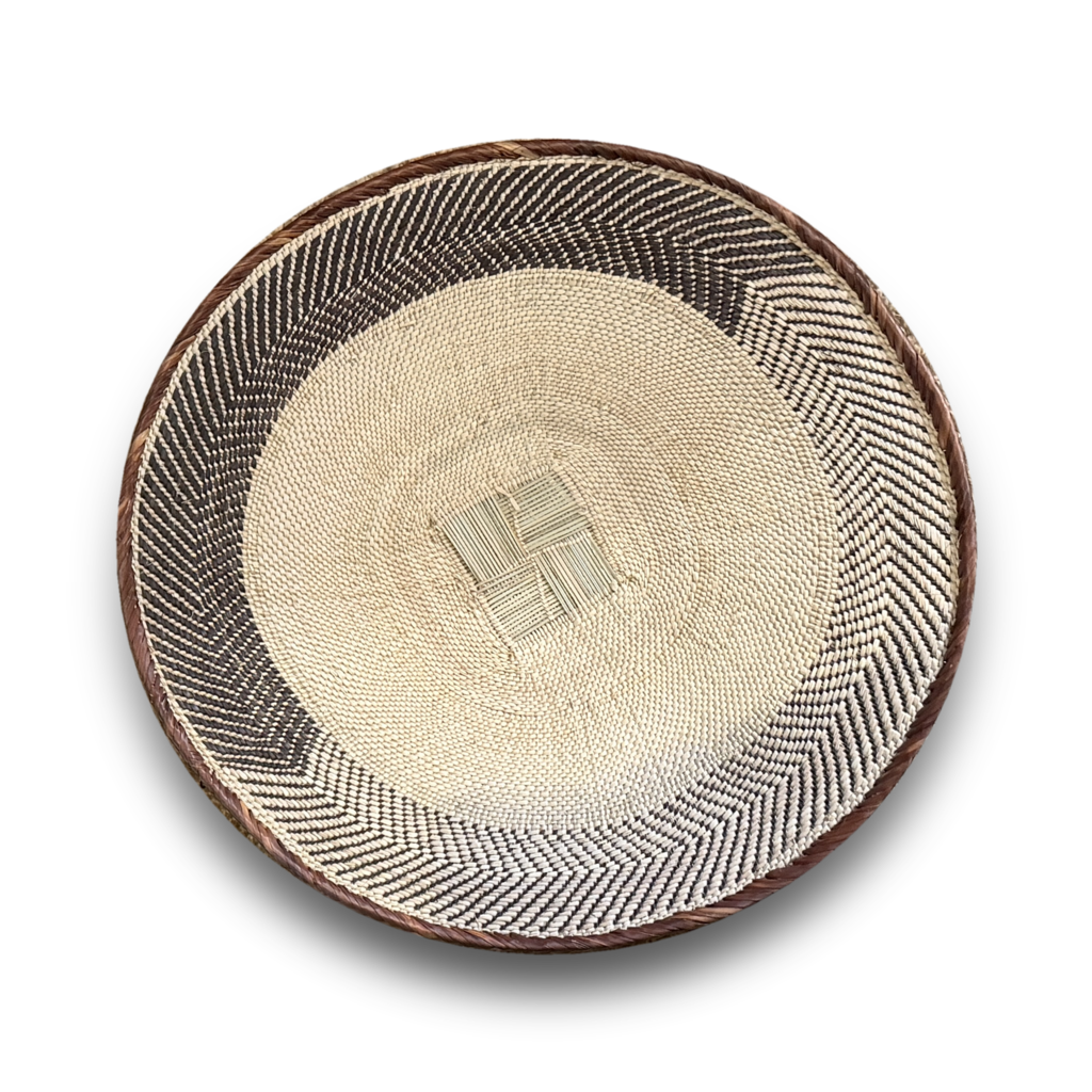 Stort flettet veggfat fra Zimbabwe, ca. 60 cm, Binga, mønster 2