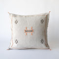Moroccan cushion cover in agave silk 50x50, lime white with embroidery