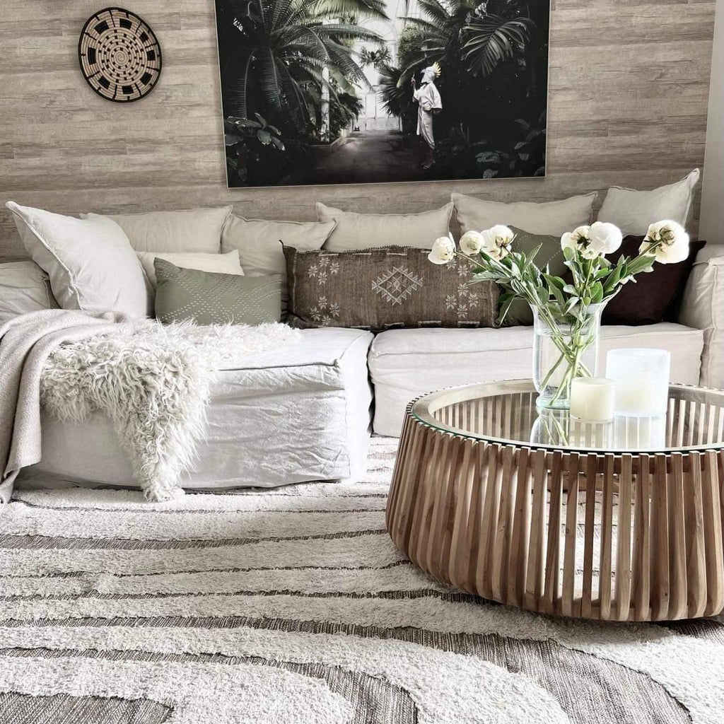 Lindi lekkert salongbord i teak og glass