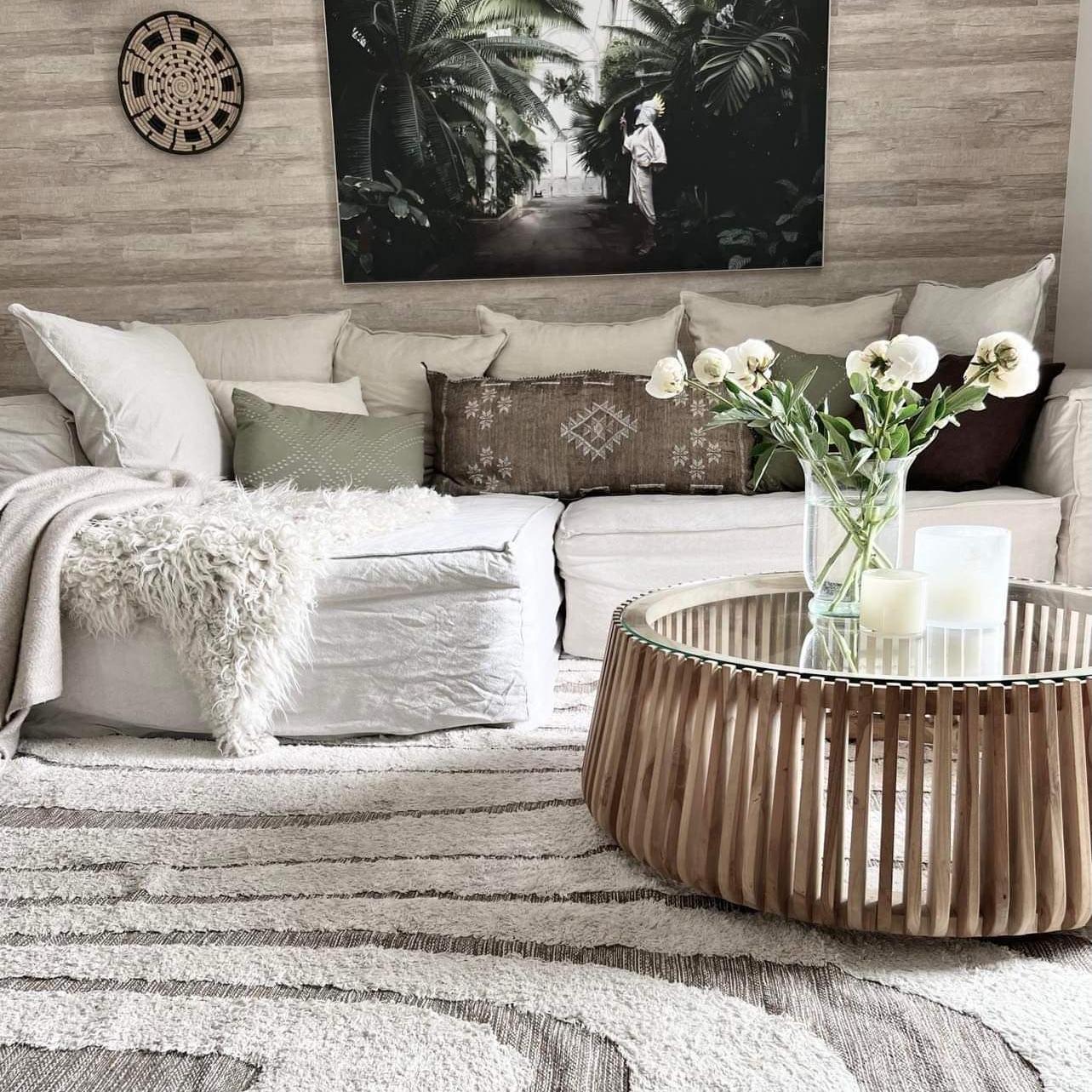 Lindi lekkert salongbord i teak og glass