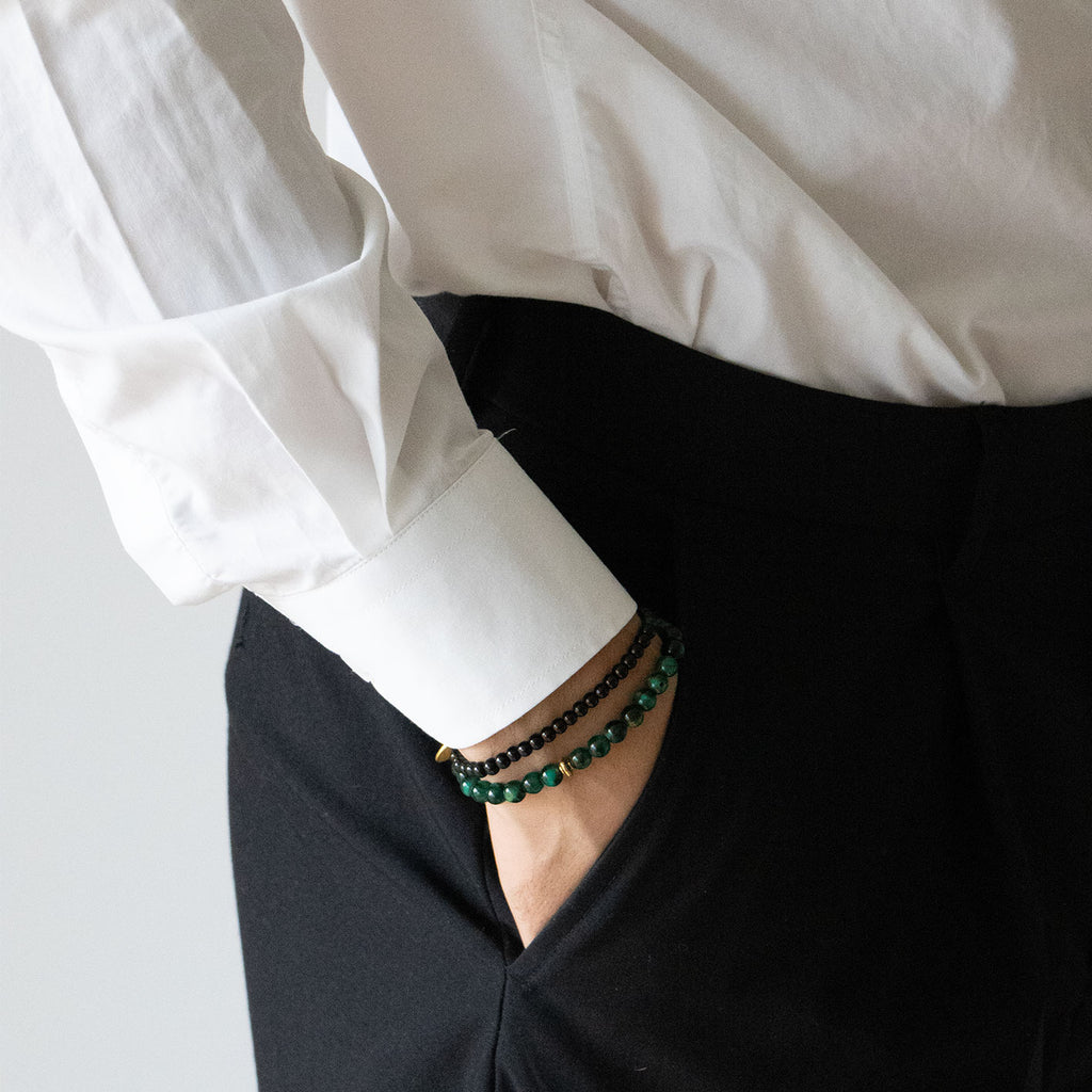 Armbånd med halvedelstener - Sort agat