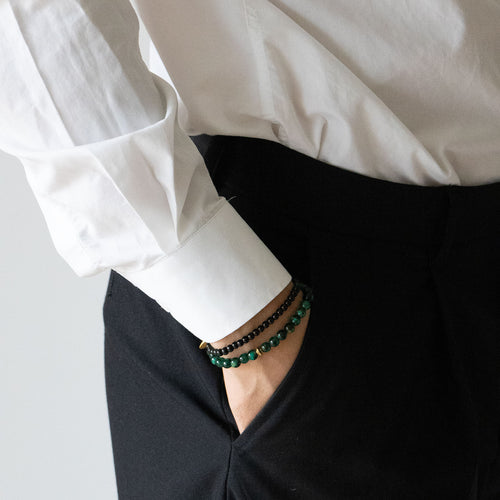 Bracelet with semi-precious stones - Black agate