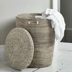 Stor skittentøyskurv med flatt lokk - Hvit