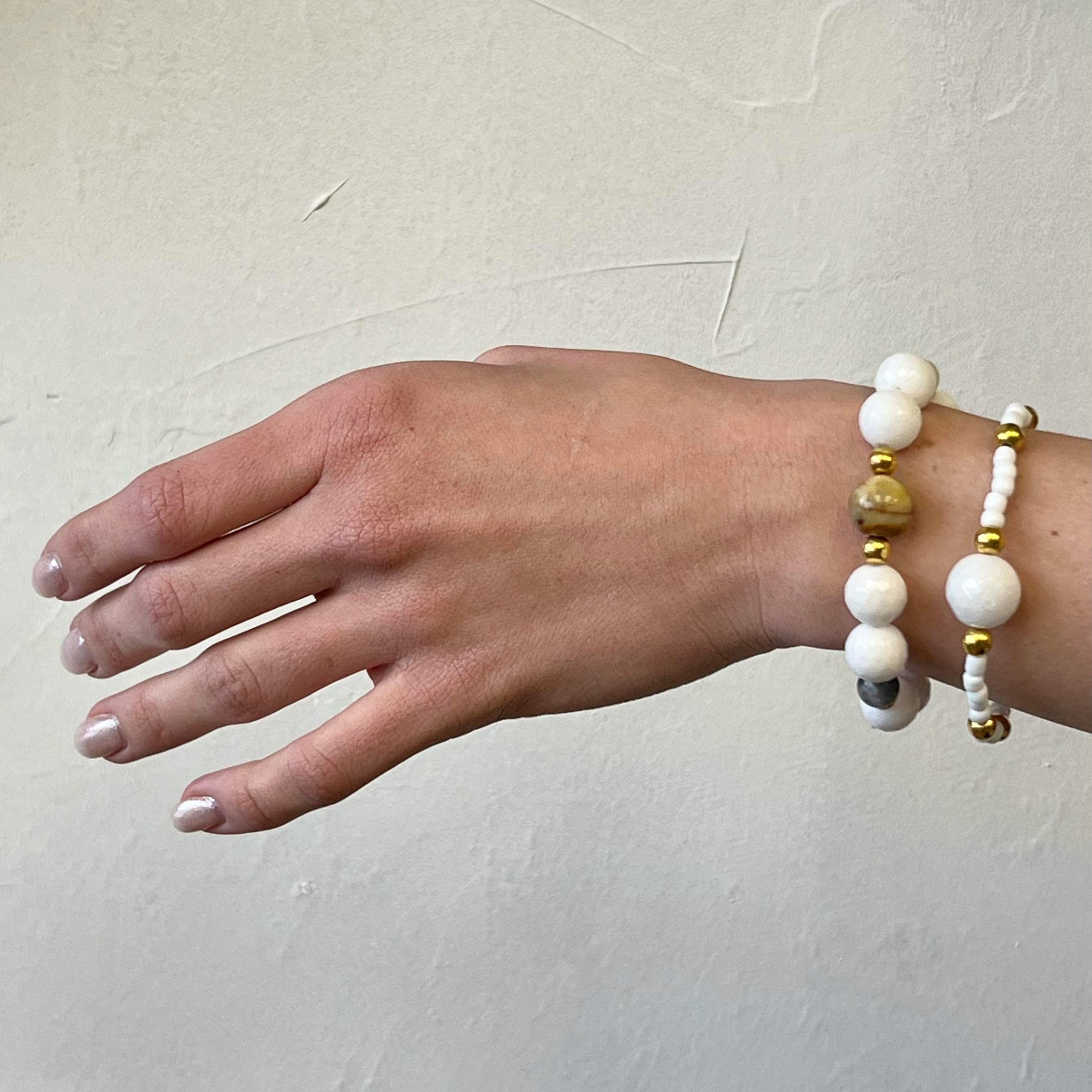 Armbånd med halvedelstener - Hvit agat