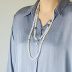 Halskjede med halvedelstener - Hvit agat