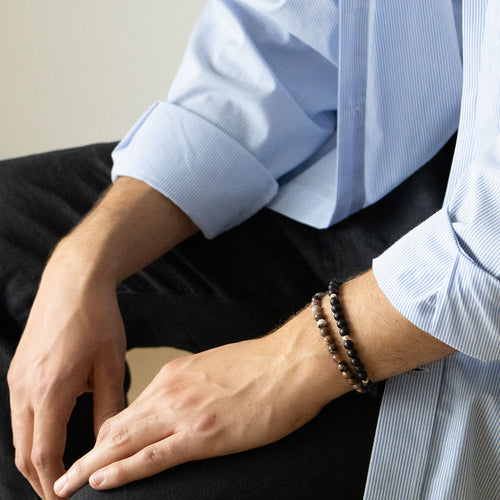 Armbånd med halvædelsten - Sort agat