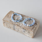 Armbånd med halvedelstener - Blå og hvit agat