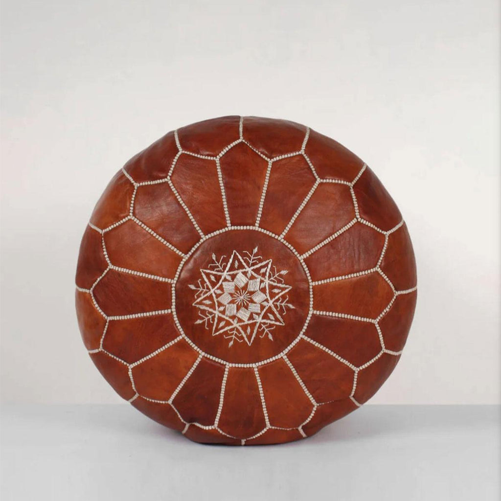 Marokkansk cognacbrun skinnpuff