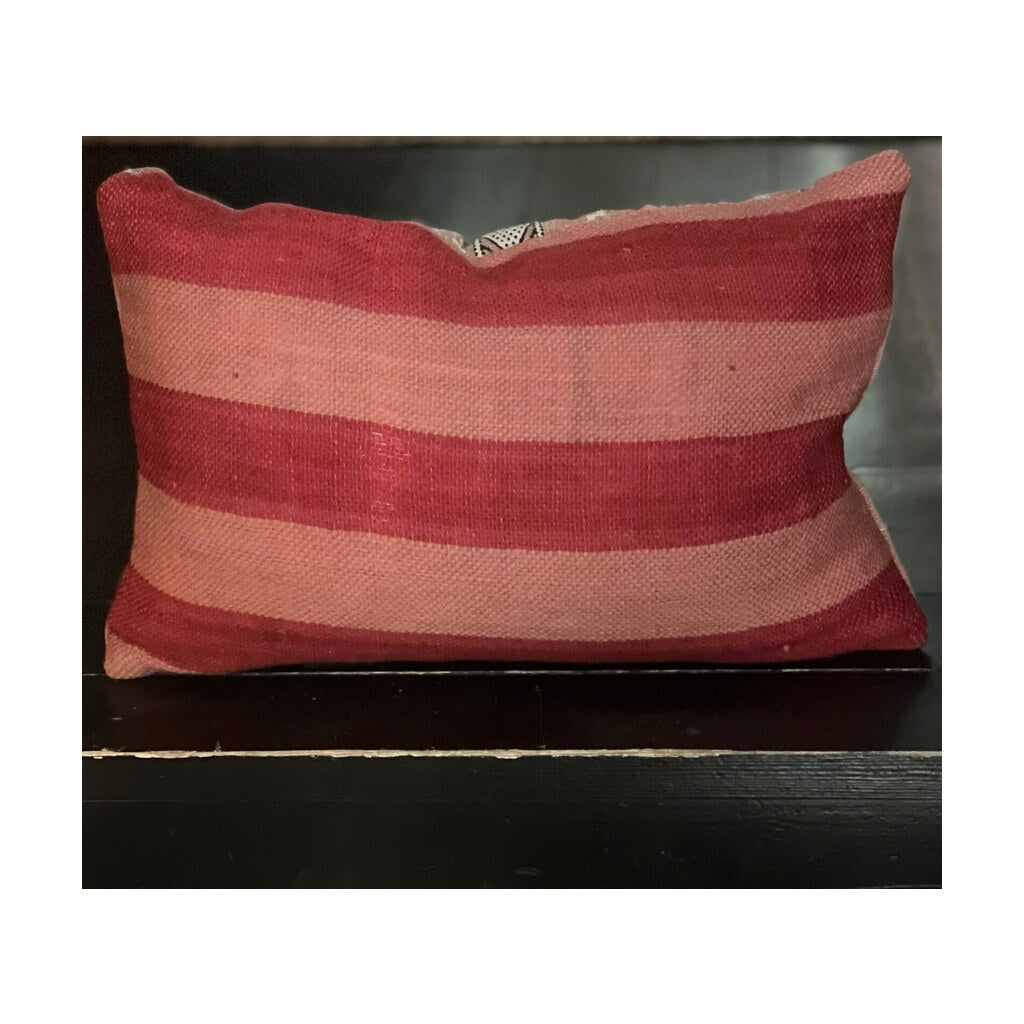 Kelimpute fra Marokko ca. 40x60 cm i rosa, hvitt og brunt, baksiden med brede striper