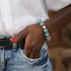 Armbånd med halvedelstener - Blå agat