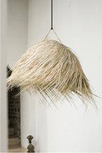 Raffia taklampe rund stor