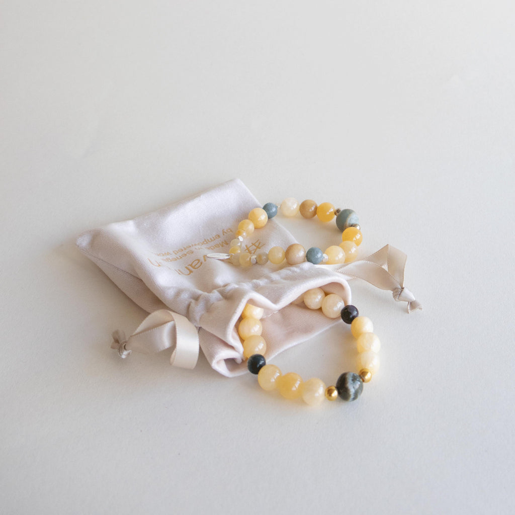 Armbånd med halvedelstener - Gul solsten