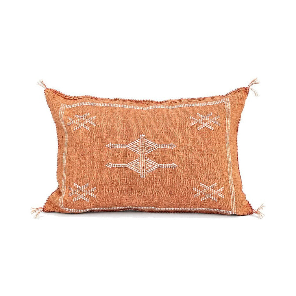 Marokkansk putetrekk 40x60 terracotta med lyse broderier