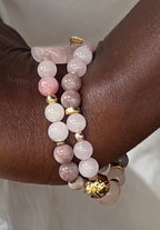 Armbånd med halvedelstener - Rosenkvarts og agat