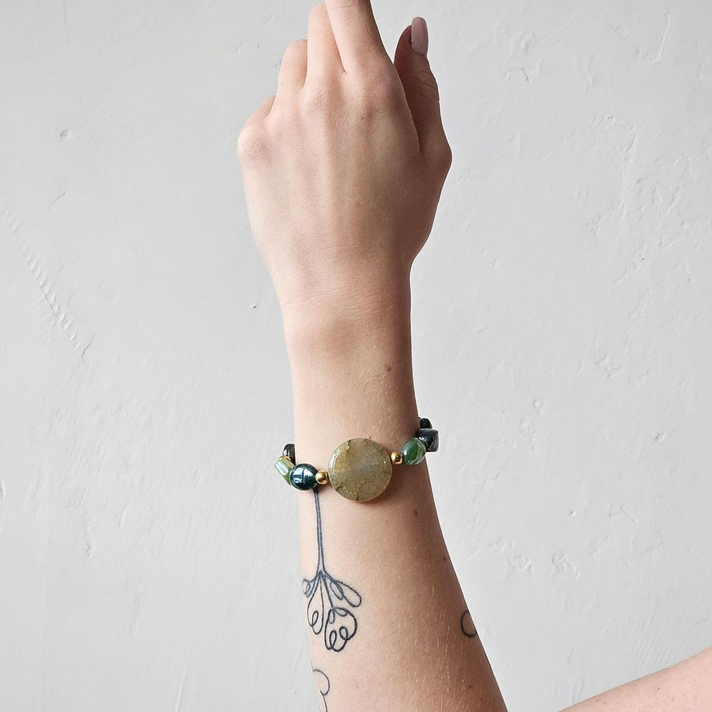 Armbånd med halvedelstener - Grønn jade