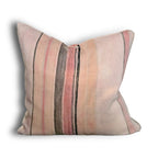 Kelimpute fra Marokko ca. 50x50 cm i dus rosa med striper i lyse gråtoner, forside