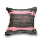Kelimpute fra Marokko ca. 45x45 cm i mørk brun med rosa striper, forside