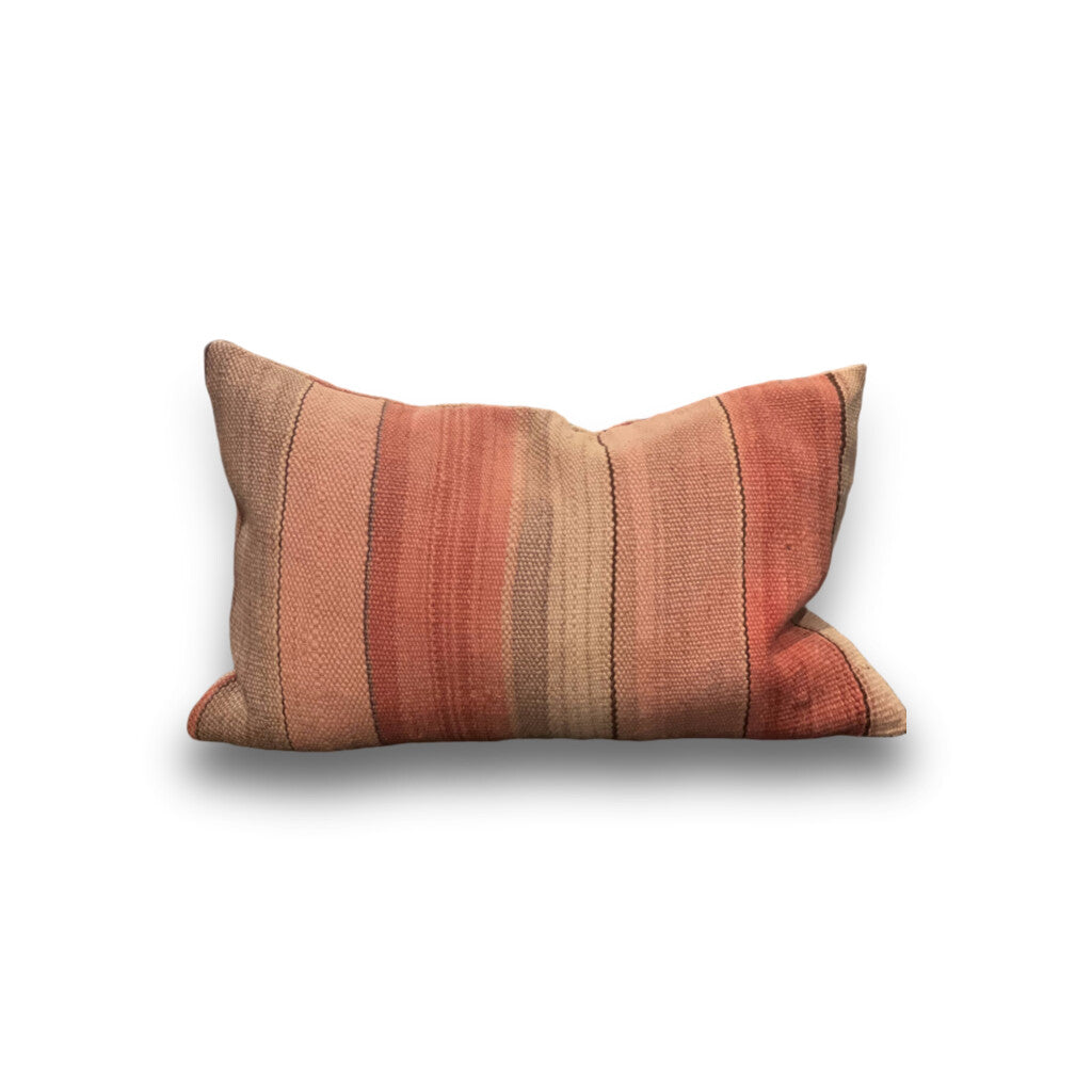Kelimpute fra Marokko ca. 40x60 cm i sarte rosatoner med brune striper, forside