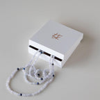 Halskjede med halvedelstener - Blå agat