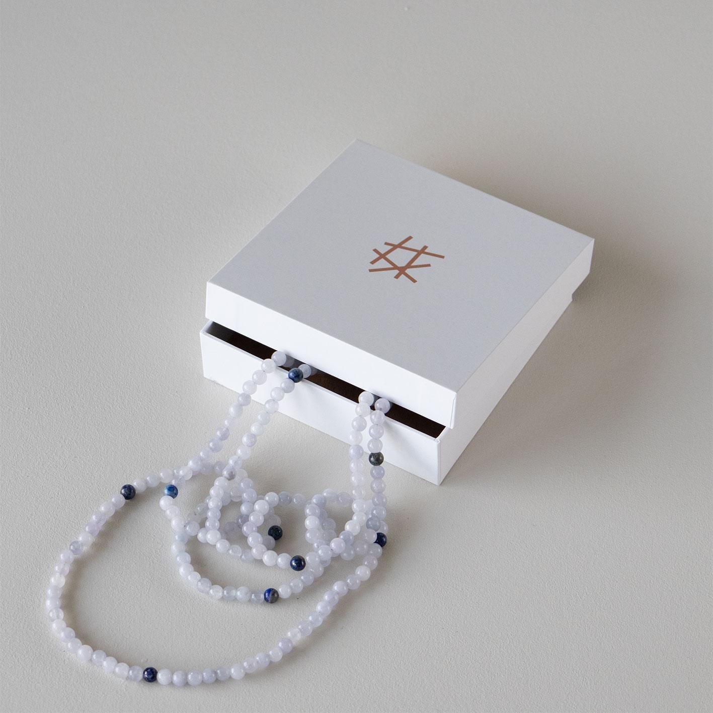 Halskjede med halvedelstener - Blå agat