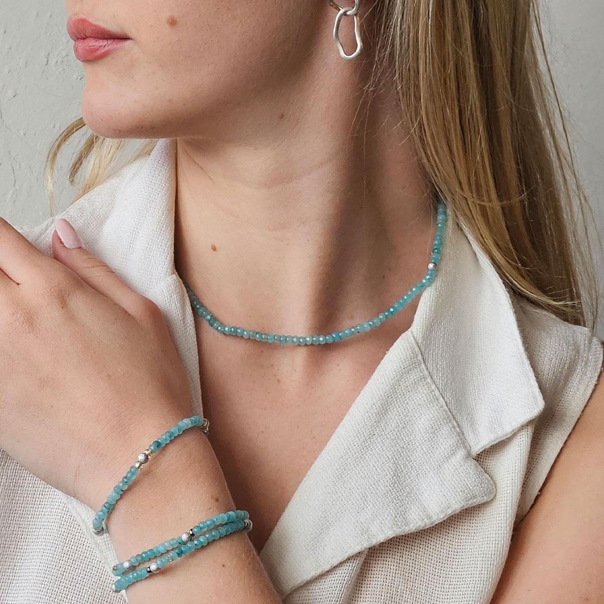 Armbånd med halvedelstener - Turkis