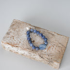 Armbånd med halvedelstener - Blå og hvit agat