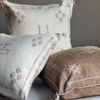 Kalkhvitt Marokkansk putetrekk i agavesilke 50x50